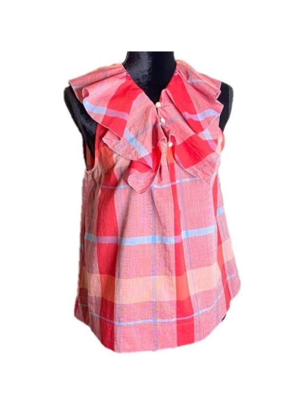 Anthropologie Isabella Sinclair Plaid Sleeveless Blouse Women's Medium NWT